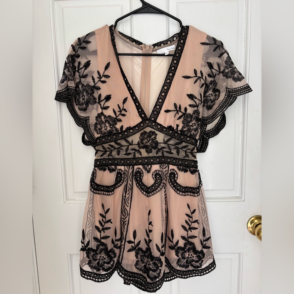 Honey Belle Black Floral Lace Jumpsuit